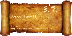 Boros Teofil névjegykártya